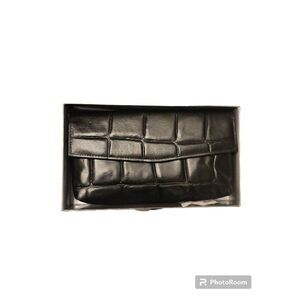 80s Vintage Old Stock Clutch Wallet Set Black Leather by Avon NIB